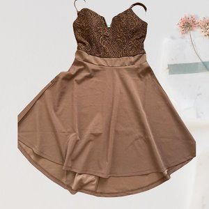 Almost Famous‎ Juniors Women Brown Dress Sleeveless Size M A-line skirt Cocktail